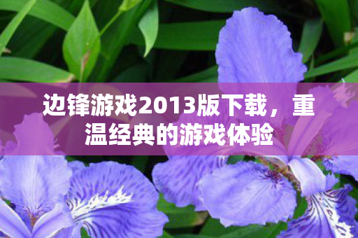 边锋游戏2013版下载，重温经典的游戏体验