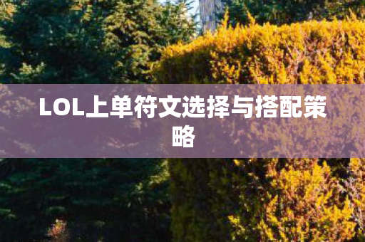 LOL上单符文选择与搭配策略 LOL上单符文选择与搭配策略