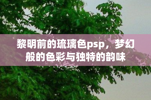 黎明前的琉璃色psp，梦幻般的色彩与独特的韵味