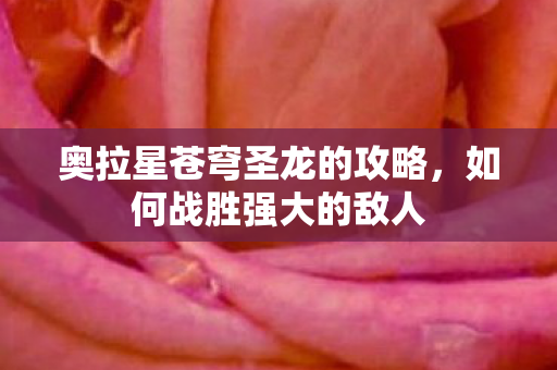 奥拉星苍穹圣龙的攻略，如何战胜强大的敌人