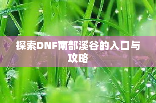 探索DNF南部溪谷的入口与攻略 探索DNF南部溪谷的入口与攻略