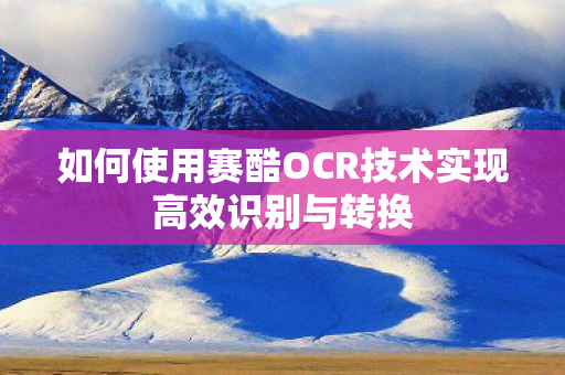 如何使用赛酷OCR技术实现高效识别与转换