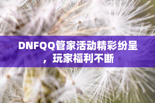 DNFQQ管家活动精彩纷呈,玩家福利不断 DNFQQ管家活动精彩纷呈,玩家福利不断