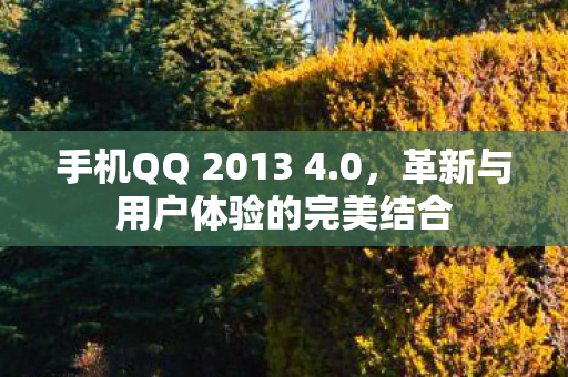 手机QQ 2013 4.0,革新与用户体验的完美结合 手机QQ 2013 4.0,革新与用户体验的完美结合