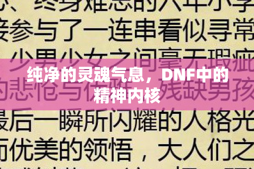 纯净的灵魂气息，DNF中的精神内核