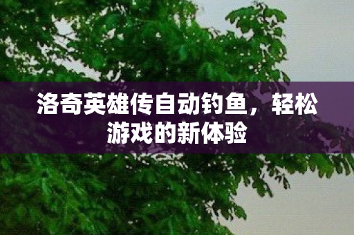洛奇英雄传自动钓鱼，轻松游戏的新体验