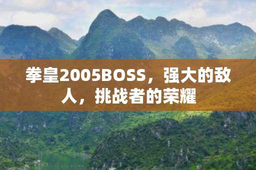 拳皇2005BOSS，强大的敌人，挑战者的荣耀