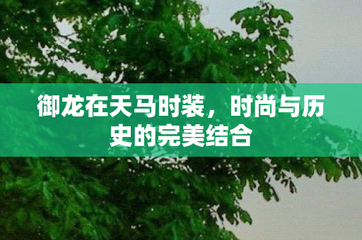 御龙在天马时装,时尚与历史的完美结合 御龙在天马时装,时尚与历史的完美结合
