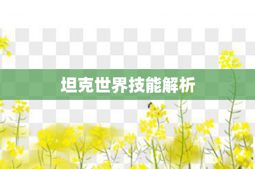 坦克世界技能解析