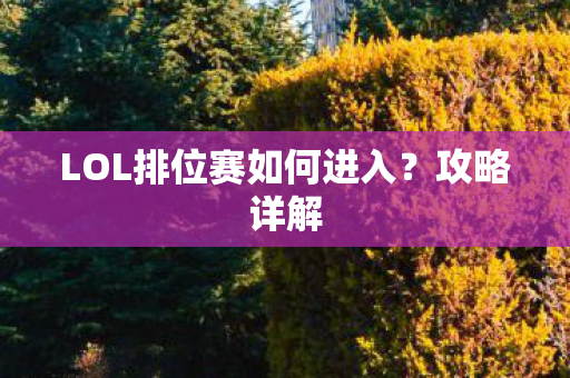 LOL排位赛如何进入？攻略详解