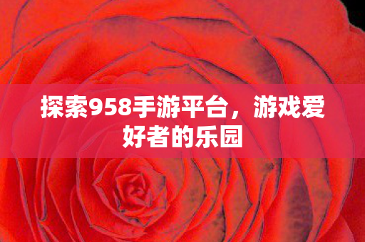 探索958手游平台，游戏爱好者的乐园