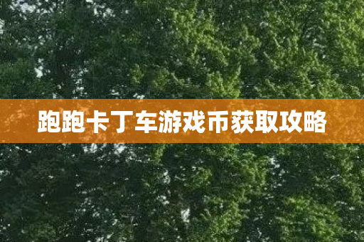 跑跑卡丁车游戏币获取攻略
