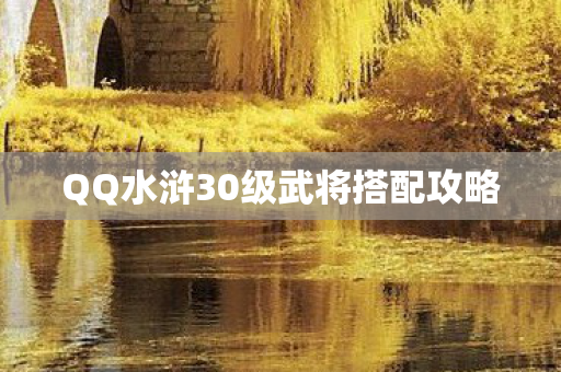 QQ水浒30级武将搭配攻略