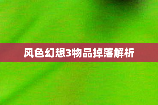 风色幻想3物品掉落解析