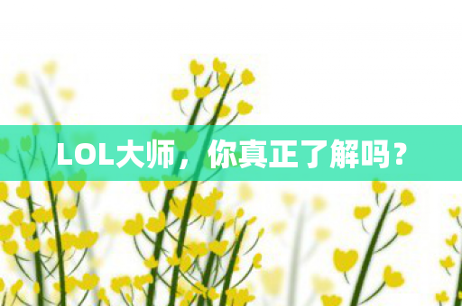 LOL大师，你真正了解吗？