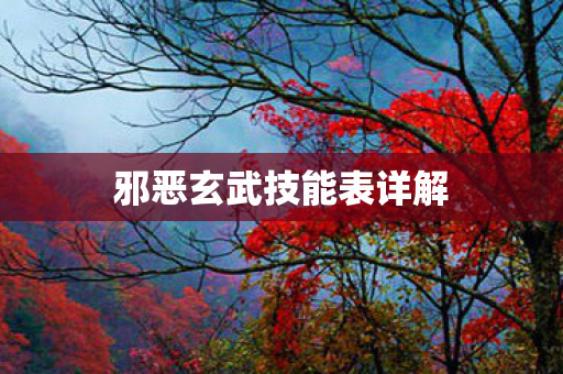 邪恶玄武技能表详解