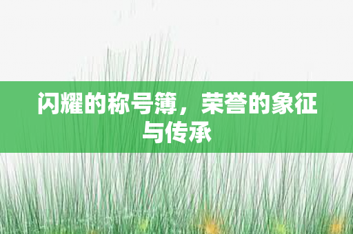 闪耀的称号簿，荣誉的象征与传承