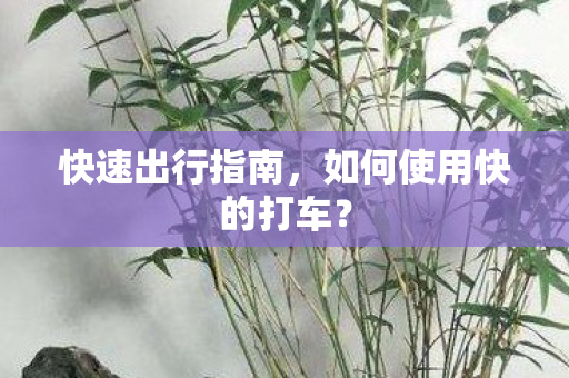 快速出行指南，如何使用快的打车？
