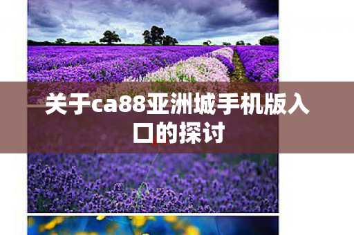 关于ca88亚洲城手机版入口的探讨 关于ca88亚洲城手机版入口的探讨