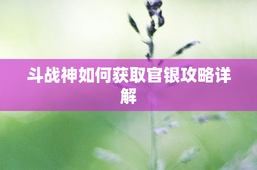 斗战神如何获取官银攻略详解 斗战神如何获取官银攻略详解