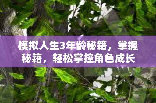 模拟人生3年龄秘籍，掌握秘籍，轻松掌控角色成长