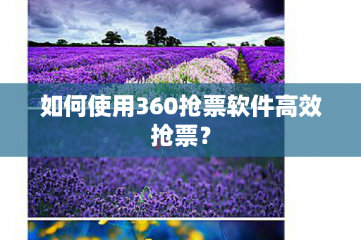 如何使用360抢票软件高效抢票？