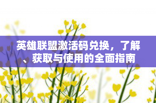 英雄联盟激活码兑换，了解、获取与使用的全面指南
