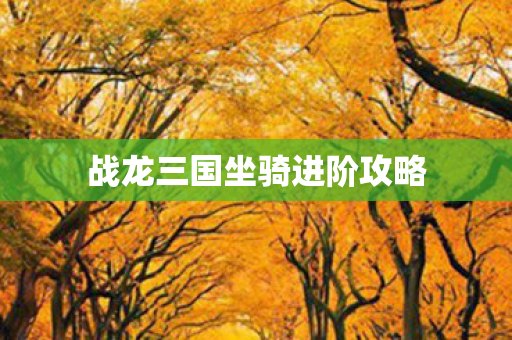 战龙三国坐骑进阶攻略