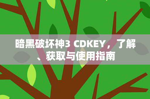 暗黑破坏神3 CDKEY，了解、获取与使用指南