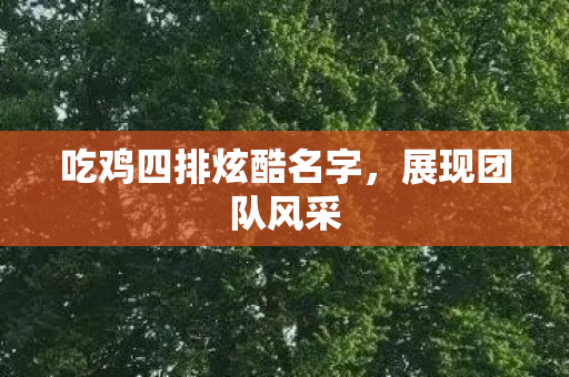 吃鸡四排炫酷名字，展现团队风采