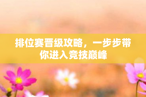 排位赛晋级攻略，一步步带你进入竞技巅峰