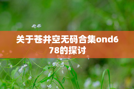 关于苍井空无码合集ond678的探讨