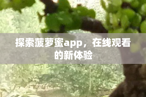 探索菠萝蜜app，在线观看的新体验