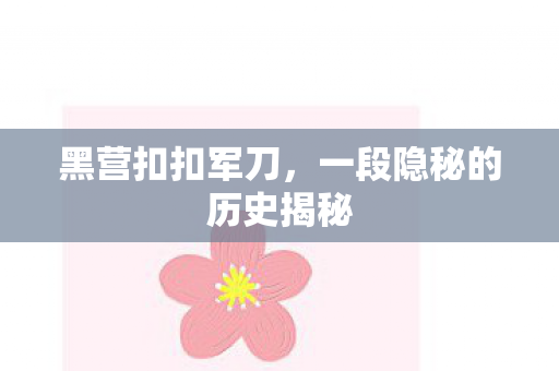 黑营扣扣军刀，一段隐秘的历史揭秘