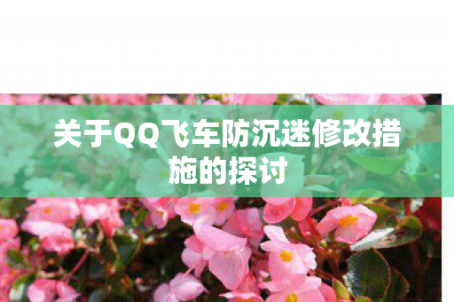 关于QQ飞车防沉迷修改措施的探讨
