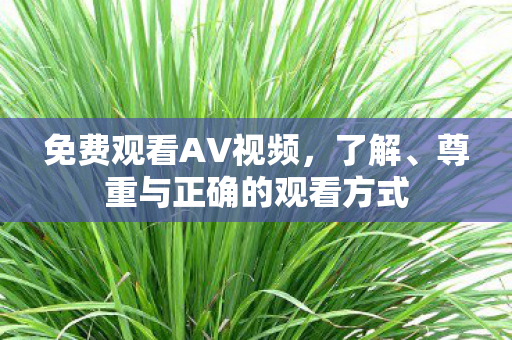 免费观看AV视频，了解、尊重与正确的观看方式
