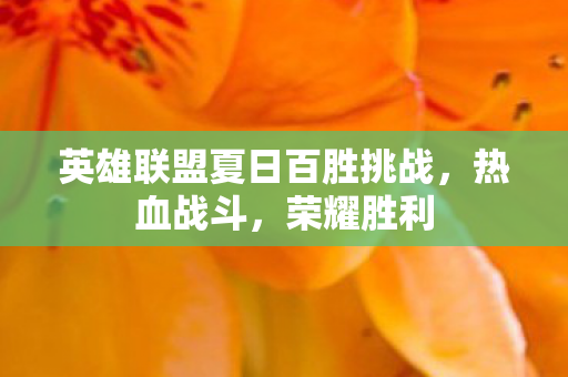 英雄联盟夏日百胜挑战，热血战斗，荣耀胜利