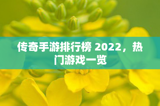 传奇手游排行榜 2022，热门游戏一览