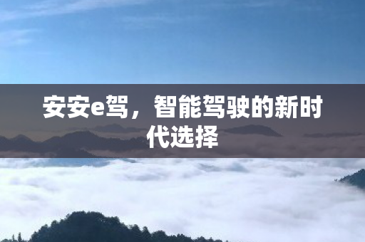 安安e驾，智能驾驶的新时代选择