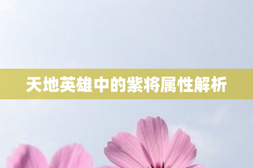 天地英雄中的紫将属性解析