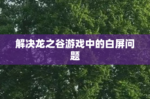 解决龙之谷游戏中的白屏问题