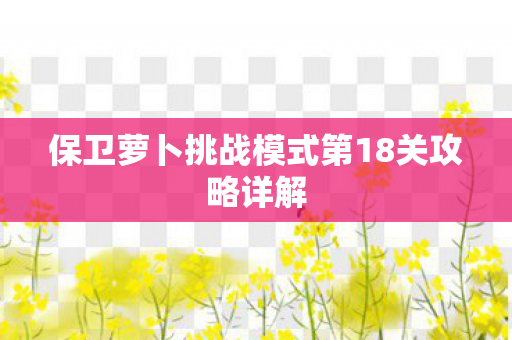 保卫萝卜挑战模式第18关攻略详解 保卫萝卜挑战模式第18关攻略详解