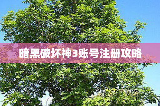 暗黑破坏神3账号注册攻略