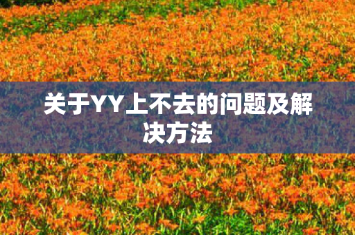 关于YY上不去的问题及解决方法