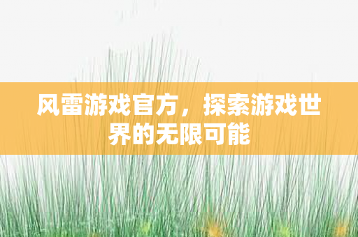 风雷游戏官方，探索游戏世界的无限可能