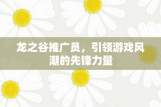 龙之谷推广员，引领游戏风潮的先锋力量