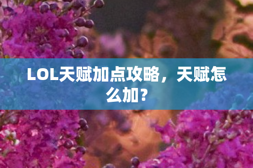 LOL天赋加点攻略，天赋怎么加？