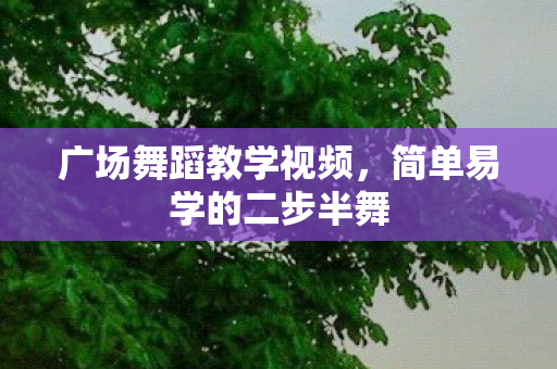 广场舞蹈教学视频，简单易学的二步半舞