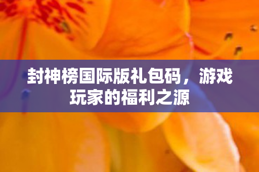 封神榜国际版礼包码，游戏玩家的福利之源