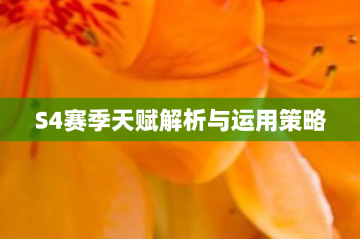 S4赛季天赋解析与运用策略 S4赛季天赋解析与运用策略
